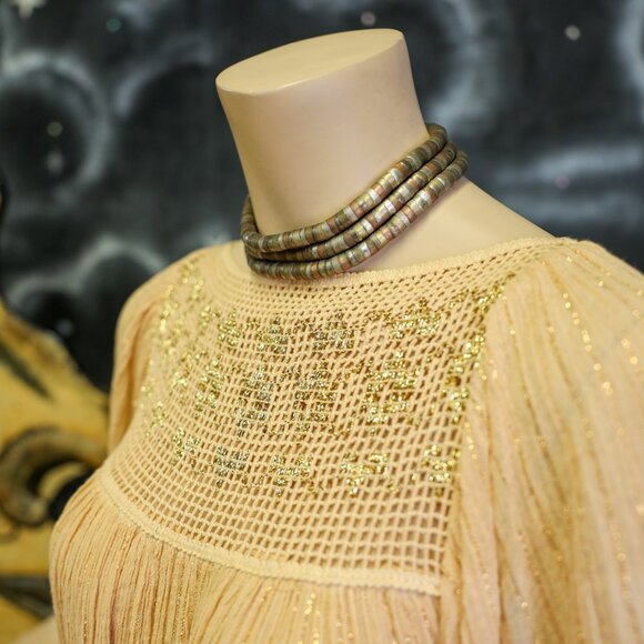 Vintage 1970s Gauze Cotton Dress with Metallic Threads - Picture 15 of 15